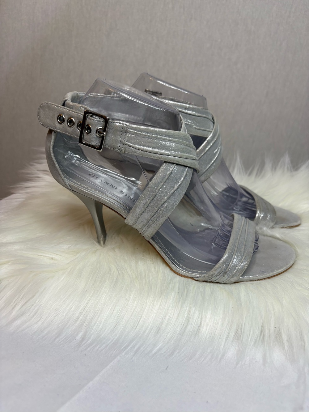 Gianni Bini Silver Crisscross Strappy Sandals